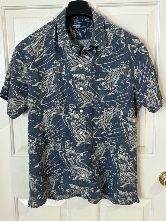 Polo Ralph Lauren Other - VTG 90’s Polo Ralph Lauren Linen Cotton Blend Koi Fish Button Up Shirt Large